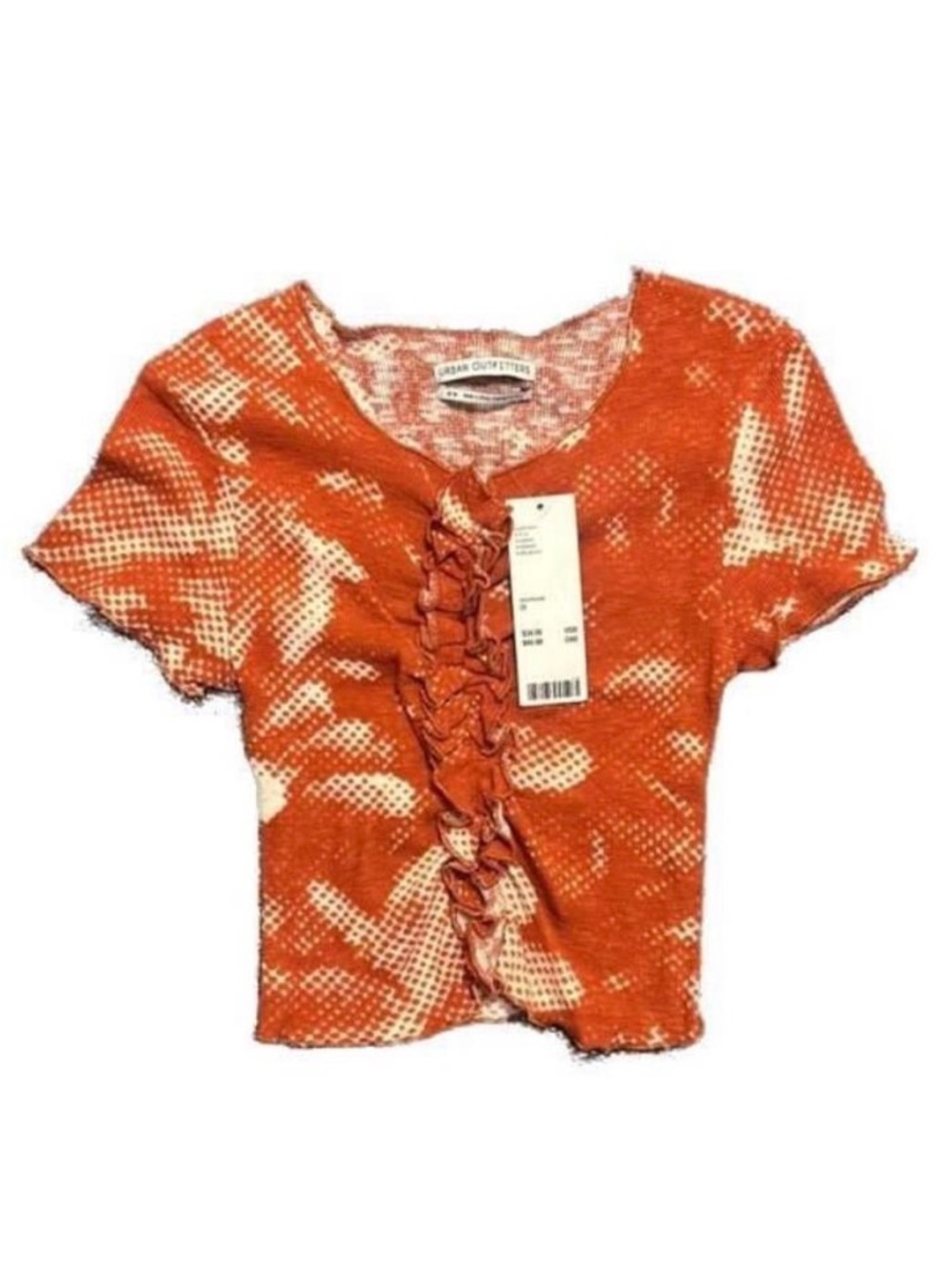 Urban outfitters Red/Rouge Halftone Floral Ruffle Front Baby Tee